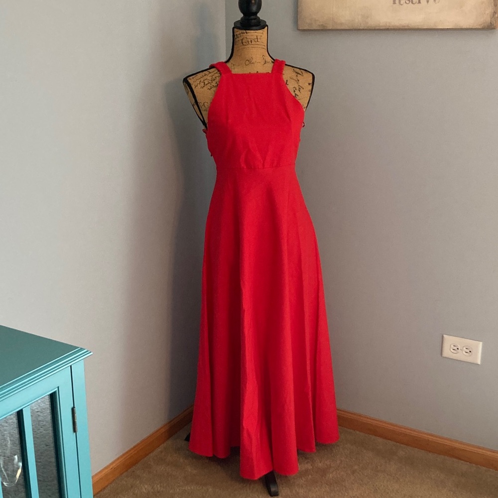Zara NWT Bold Red Maxi Dress Women Size Small